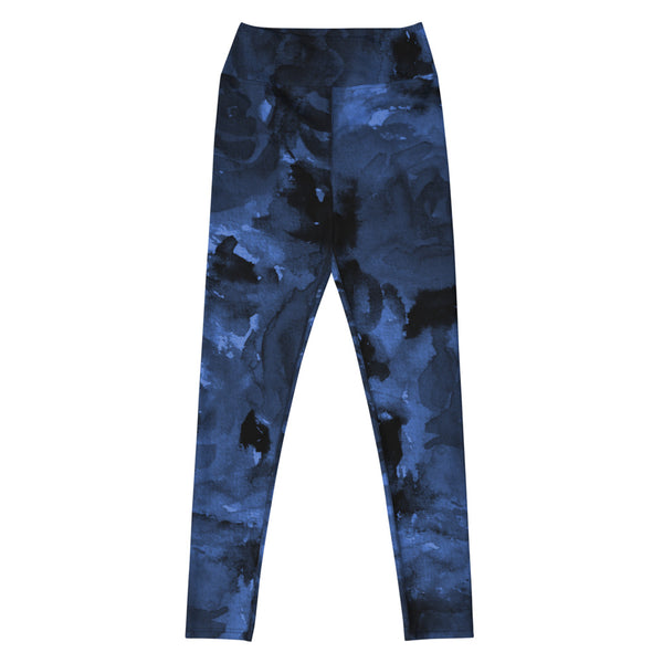 Navy Blue Abstract Yoga Leggings, Long Dark Blue Active Wear Fitted Leggings Sports Long Yoga & Barre Pants - Made in USA/EU/MX (US Size: XS-6XL)Navy Blue Abstract Yoga Leggings, Long Dark Blue Active Wear Fitted Leggings Sports Long Yoga & Barre Pants - Made in USA/EU/MX (US Size: XS-6XL)
