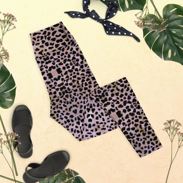 Purple Cheetah Print Yoga Leggings, Abstract Animal Print Tights Leopard Animal Print Long Women's Gym Tights, Best Designer Women's Tights Long Yoga Pants, Designer Premium Quality Active Wear Fitted Leggings Sports Long Yoga & Barre Pants - Made in USA/EU/MX (US Size: XS-6XL)