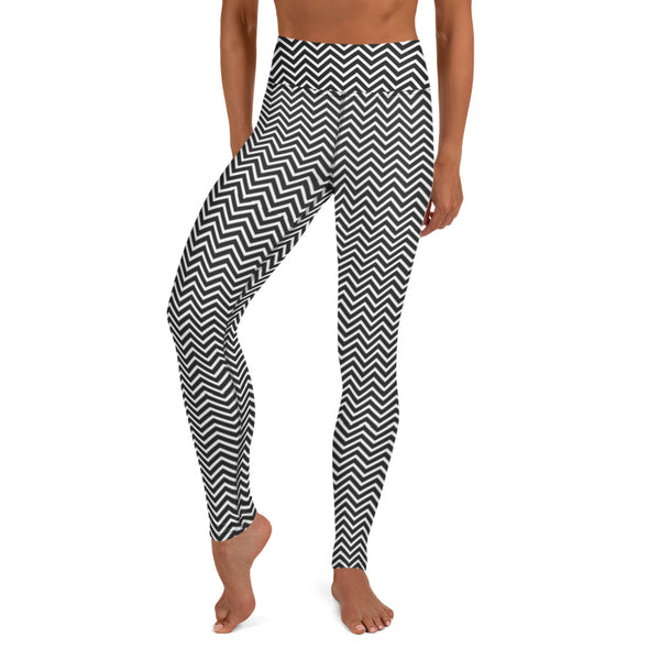 White Black Chevron Yoga Leggings