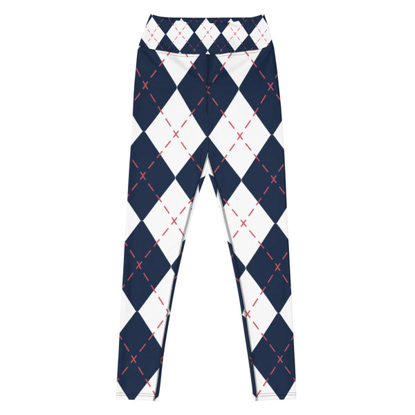 Blue White Plaid Yoga Leggings