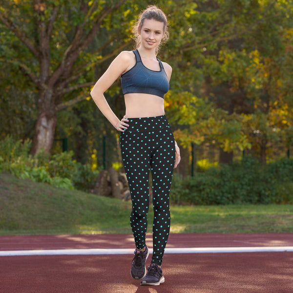 Blue Polka Dots Yoga Leggings