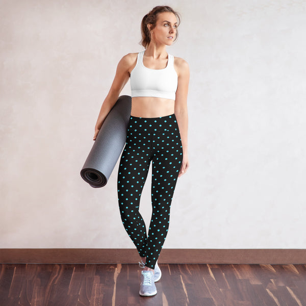 Blue Polka Dots Yoga Leggings