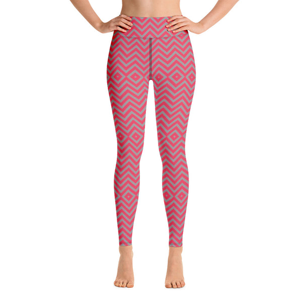 Red Chevron Yoga Leggings