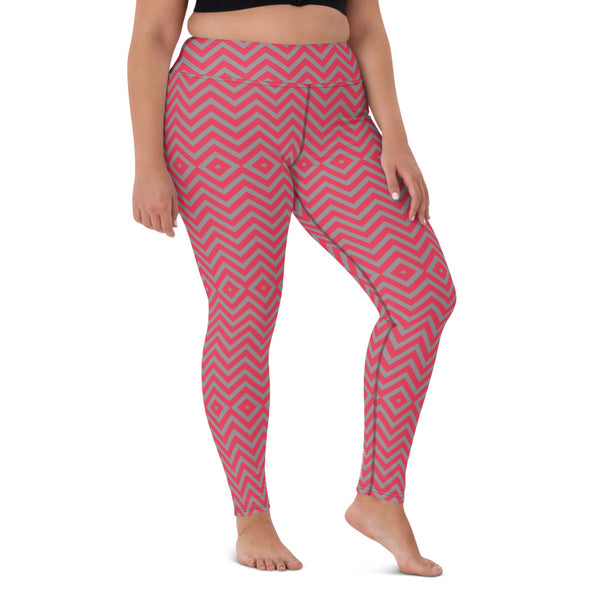 Red Chevron Yoga Leggings