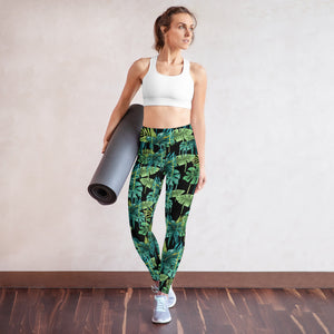 Black Tropical Yoga Leggings