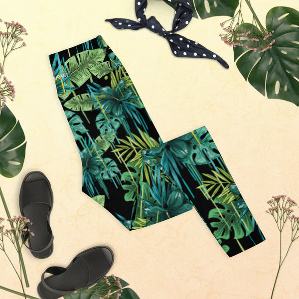 Black Tropical Yoga Leggings