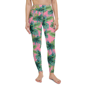 Pink Tropical Yoga Leggings