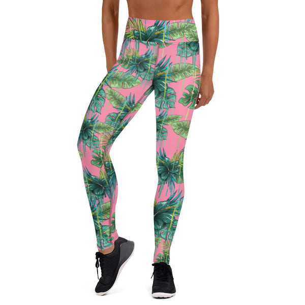 Pink Tropical Yoga Leggings