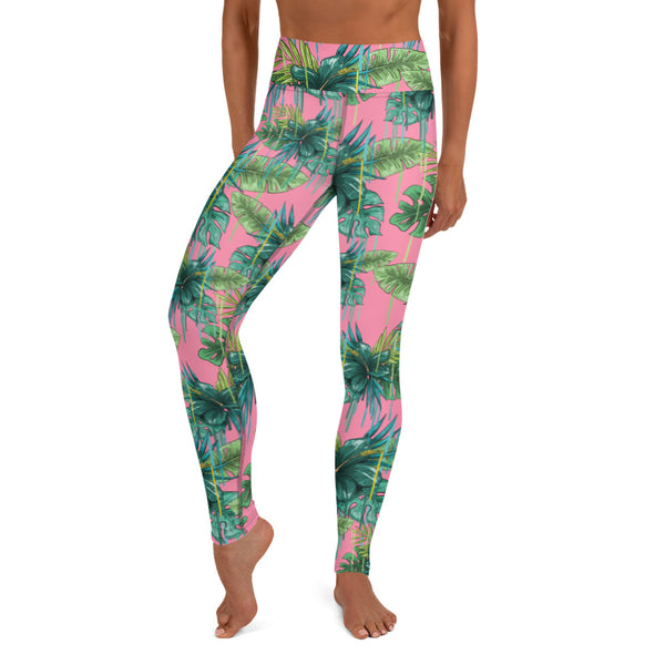 Pink Tropical Yoga Leggings