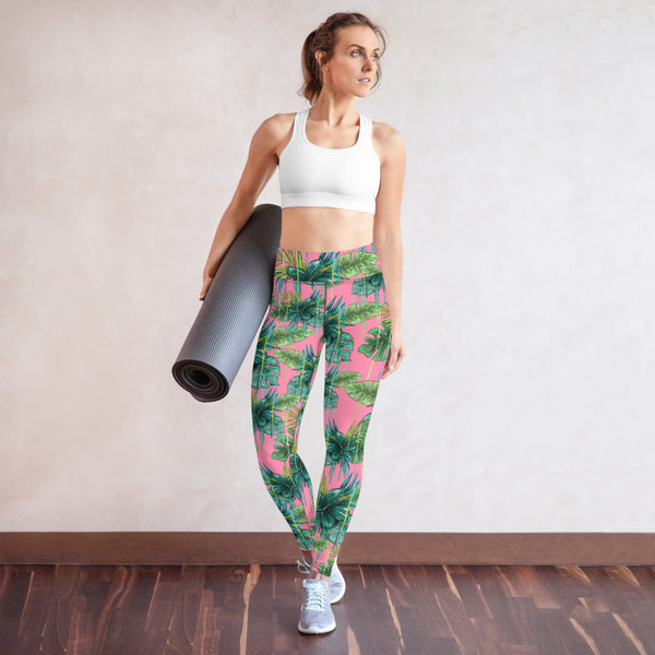 Pink Tropical Yoga Leggings