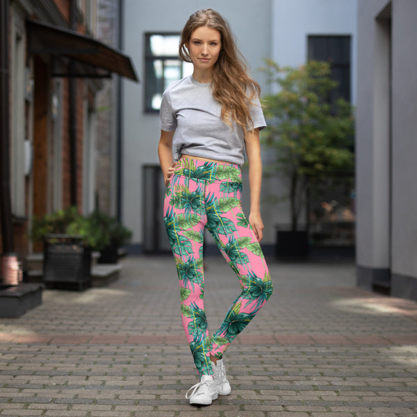 Pink Tropical Yoga Leggings