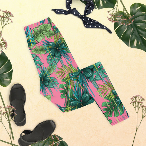 Pink Tropical Yoga Leggings