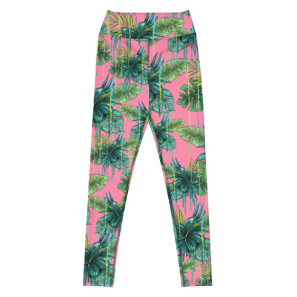 Pink Tropical Yoga Leggings