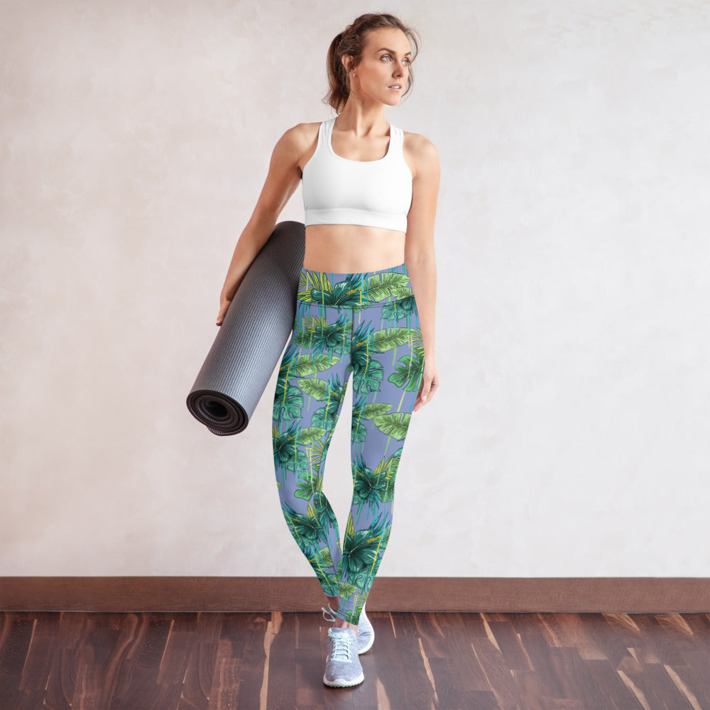 Purple Tropical Yoga Leggings