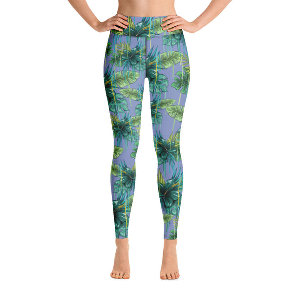 Purple Tropical Yoga Leggings