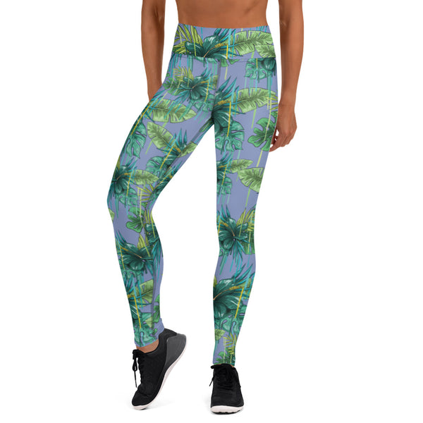 Purple Tropical Yoga Leggings