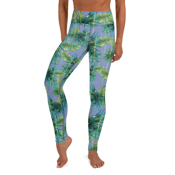 Purple Tropical Yoga Leggings