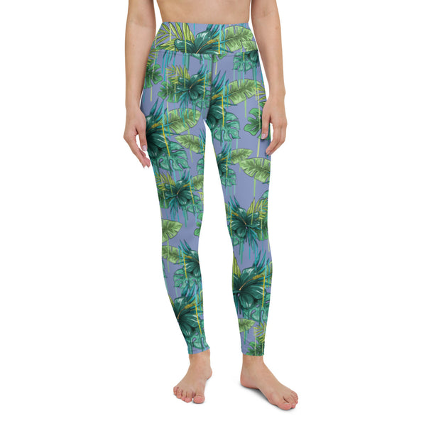 Purple Tropical Yoga Leggings