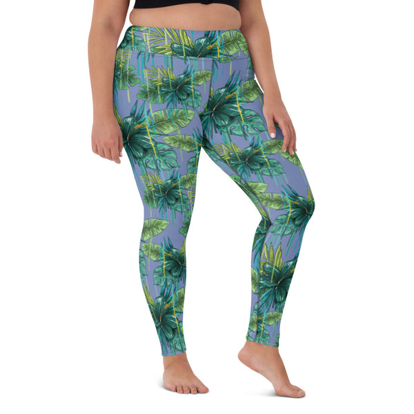 Purple Tropical Yoga Leggings