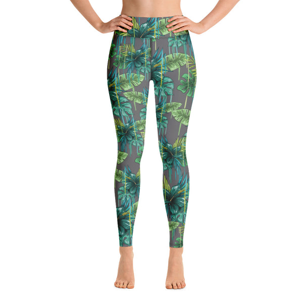 Grey Tropical Yoga Leggings