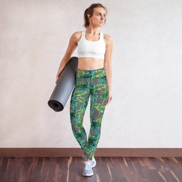 Grey Tropical Yoga Leggings