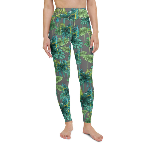 Grey Tropical Yoga Leggings