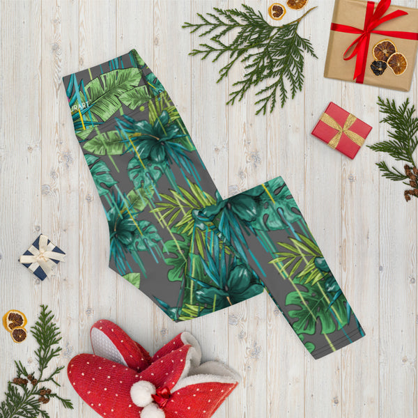 Grey Tropical Yoga Leggings