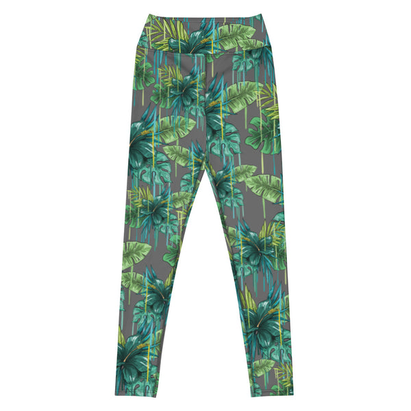 Grey Tropical Yoga Leggings