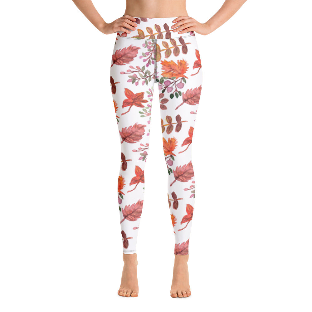 Fall Leaves Floral Yoga Leggings