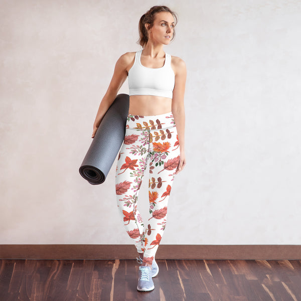 Fall Leaves Floral Yoga Leggings