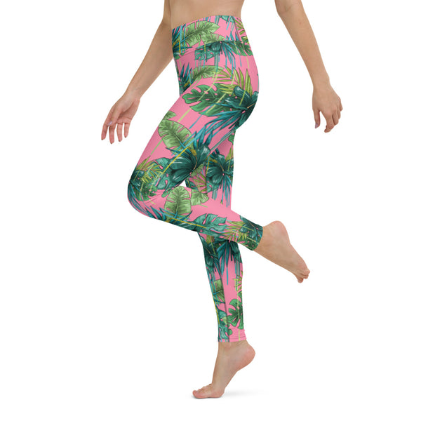 Pink Tropical Yoga Leggings