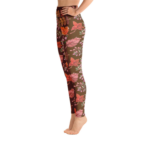 Fall Leaves Brown Yoga Leggings