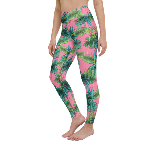 Pink Tropical Yoga Leggings