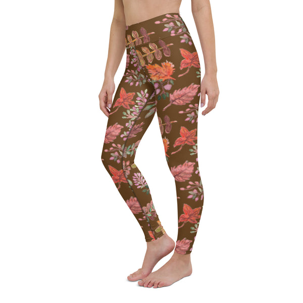 Fall Leaves Brown Yoga Leggings