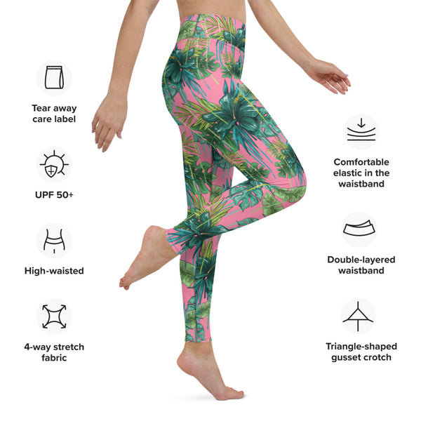 Pink Tropical Yoga Leggings