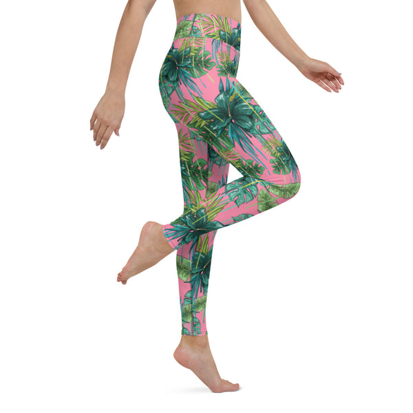 Pink Tropical Yoga Leggings