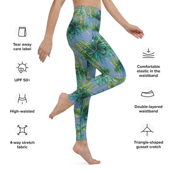 Purple Tropical Yoga Leggings