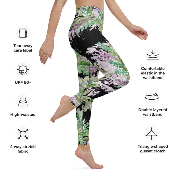 Black Lavender Yoga Leggings