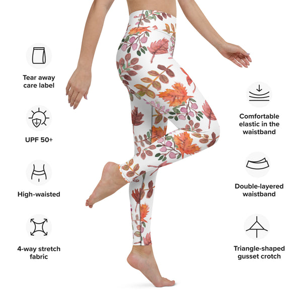 Fall Leaves Floral Yoga Leggings