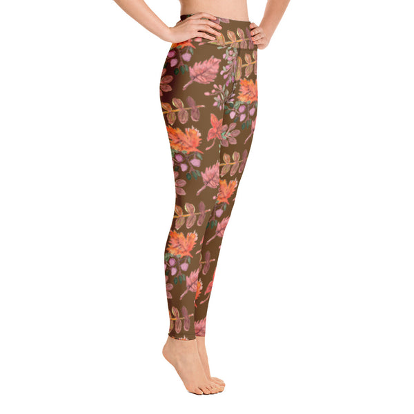 Fall Leaves Brown Yoga Leggings