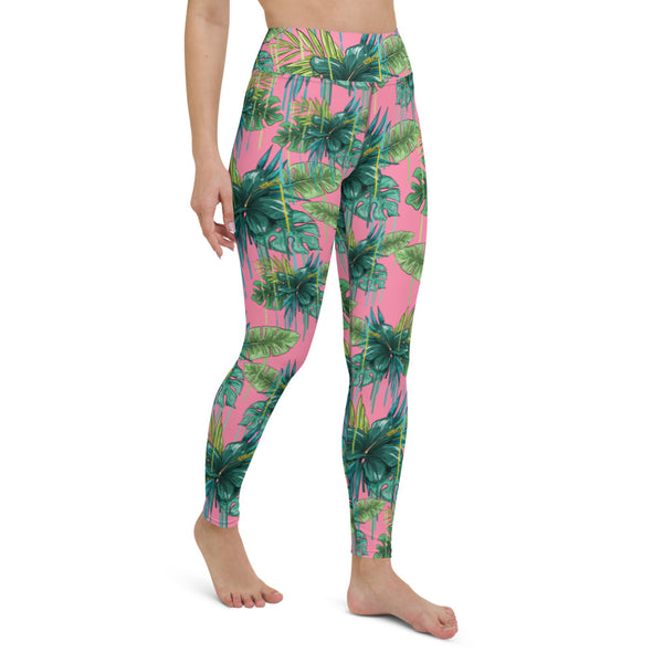 Pink Tropical Yoga Leggings