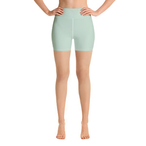 Light Green Women's Yoga Shorts-Heidikimurart Limited -XS-Heidi Kimura Art LLC Light Green Women's Yoga Shorts, Pastel Solid Color Designer Best Bestselling Women's Sexy Premium Quality Yoga Shorts, Gym Fitness Tights, Short Workout Hot Pants, Made in USA/ EU/ MX(US Size: XS-XL) 