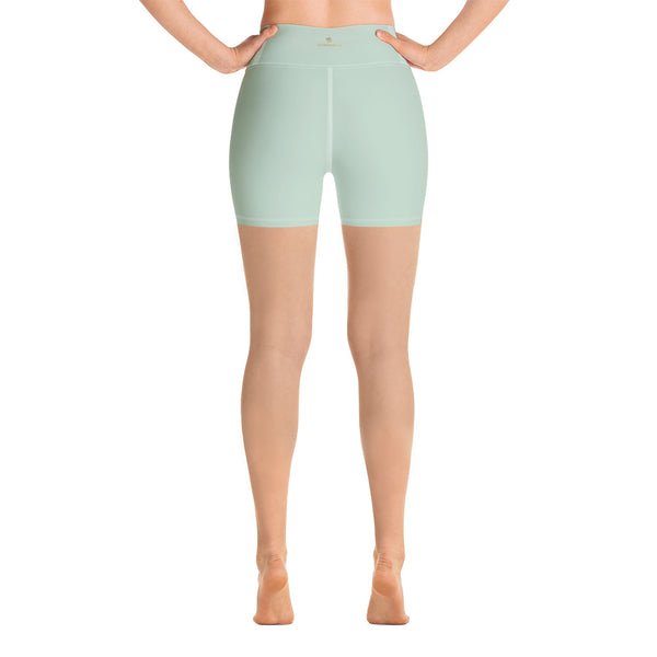 Light Green Women's Yoga Shorts-Heidikimurart Limited -Heidi Kimura Art LLC Light Green Women's Yoga Shorts, Pastel Solid Color Designer Best Bestselling Women's Sexy Premium Quality Yoga Shorts, Gym Fitness Tights, Short Workout Hot Pants, Made in USA/ EU/ MX(US Size: XS-XL) 