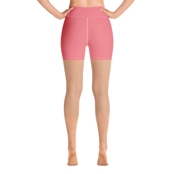 Peach Pink Yoga Shorts-Heidikimurart Limited -Heidi Kimura Art LLC Peach Pink Yoga Shorts, Pastel Solid Color Women's Best Short Tights Workout Gym Tights, Premium Quality Women's High Waist Spandex Fitness Workout Yoga Shorts, Yoga Tights, Fashion Gym Quick Drying Short Pants With Pockets - Made in USA/EU/MX (US Size: XS-XL) Yoga Bottoms, Yoga Clothes, Activewewar, Best Women's Yoga Shorts, Women's Athletic Shorts, Running, Workout, Yoga Tights
