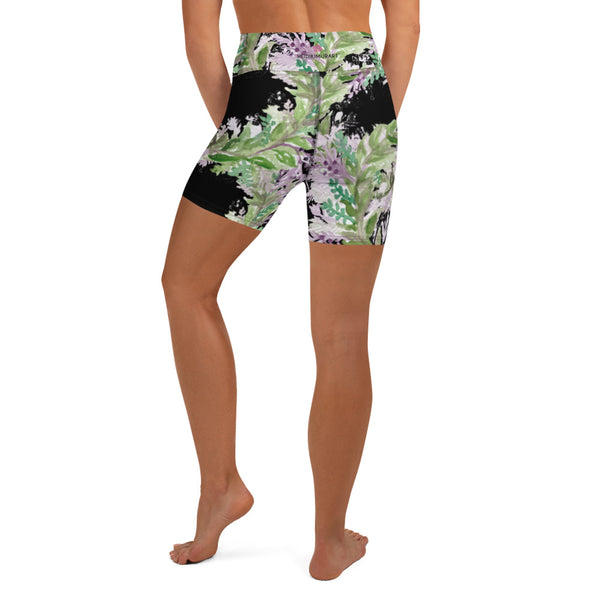 Black Lavender Women's Yoga Shorts