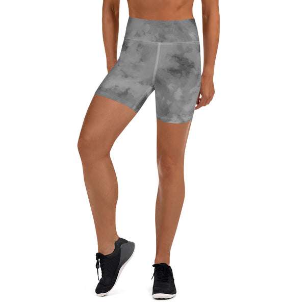 Gray Abstract Yoga Shorts