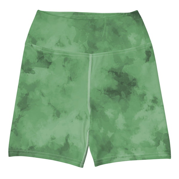 Green Abstract Yoga Shorts