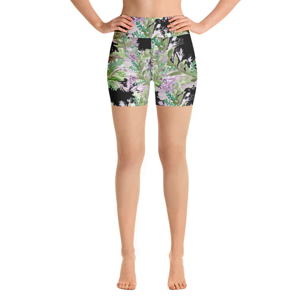 Black Lavender Women's Yoga Shorts