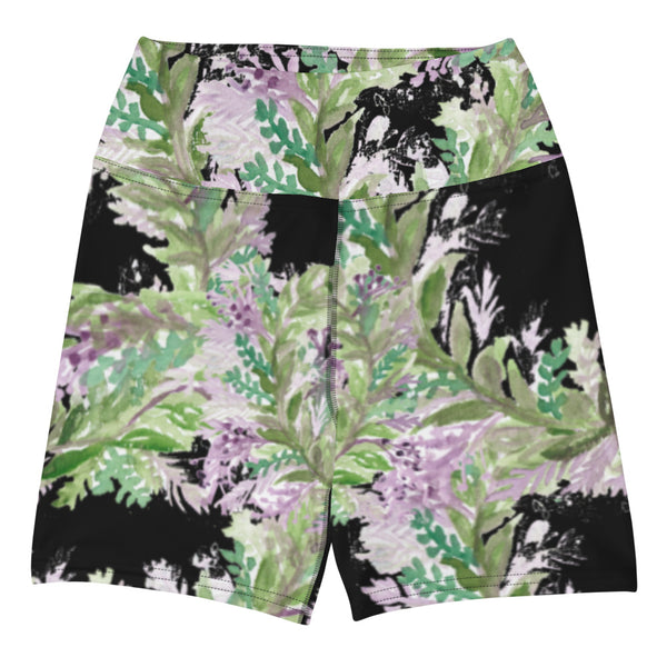 Black Lavender Women's Yoga Shorts