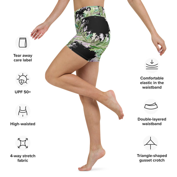 Black Lavender Women's Yoga Shorts